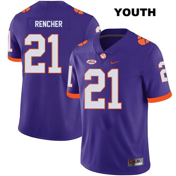 Youth Clemson Tigers #21 Darien Rencher Stitched Purple Legend Authentic Nike NCAA College Football Jersey GGE0646JI